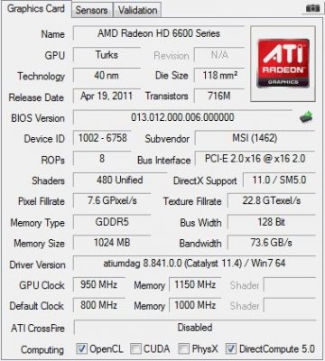  Radeon HD6670 1GB, 128bit, DDR5 (R6670-MD1GD5)