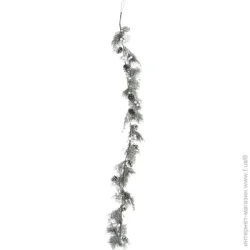 Декорація новорічна гірлянда хвойна з білими ягодами та шишками 122 см RS1T1078