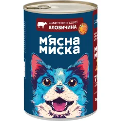 Консерви  Корм вологий М'ясна миска Шматочки в соусі з яловичиною та овочами 1,24 кг