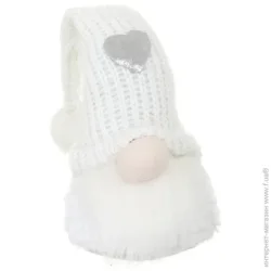 Фігурка під ялинку Декорація новорічна гномик пухнастий білий 14х21 см LF2236023