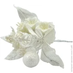 Композиция новогодняя цветочная белая 15 см