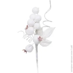 Декорація новорічна Пучок ягід з листям 22 см білий EPI-EYK4-2276A