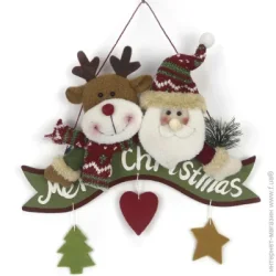 Декорация новогодняя санта с лосем с подвесом 27х33 см (NC16-537/2A)