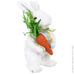 Декорація великодні Зайчик з морквою білий 28 см