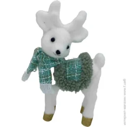 Декоративная новогодняя фигура Олень бело-бирюзовый 32 см