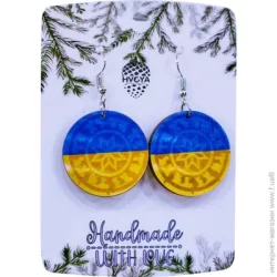 Сережки Прапор України. Коло 3,2x4,5 см S-2236