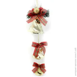 Декорация новогодняя звонки с хвоей, бантом 35см W01-1308/54