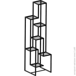 Подставка для цветов ступенчатая с сеткой (черная) 38,5х38,5x140 см