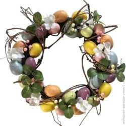 Венок пасхальный с яйцами и ветками д. 40 см FK18A065P