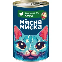 Корм влажный для котов М'ясна миска Кусочки в соусе с уткой и яблоком 415 г