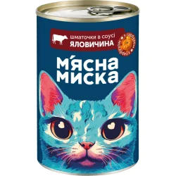 Корм влажный для котов М'ясна миска Кусочки в соусе с говядиной и тыквой 415 г