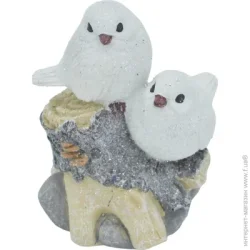 Сувенір новорічний пара пташок полігума білий 9x11 см