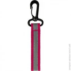 Брелок світловідбиваючий рожевий на пластиковому карабіні.