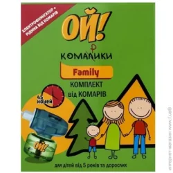 Комплект для защиты от комаров Ой Комарики Family электрофумигатор +  жидкость от комаров 30 мл