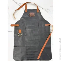 Фартух для барбекю Holla з натуральної шкіри чорний HollaApron