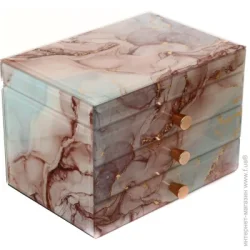 Шкатулка для украшений Rosalie 21,8x15x15 см розовый мрамор