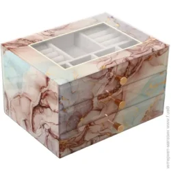 Шкатулка для украшений Rosalie 26x19,5x16 см розовый мрамор