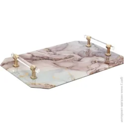 Поднос с ручками Rosalie 36x24x4 см розовый мрамор