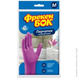 Фрекен Бок Перчатки латексные суперкрепкие р.M 1 пар/уп. фиолетовые