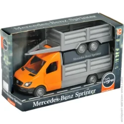 Тигрес Машинка Mercedes-Benz Sprinter бортовой с прицепом оранжевый 1:24 39667