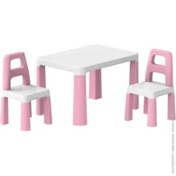 Стол со стулом Технок Детский стол с двумя стульями 0457 бело-розовый.
