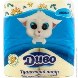 Туалетний папір Диво Папір туал. рул.СГ 18г/м 2ш. жовтий 04шт. н/гл ДИВО АРОМА (4820003836125)