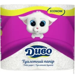 Туалетний папір Диво Econom двошаровий білий 4 шт (4820003832066)