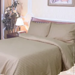 Ярослав Простынь на резинке сатин страйп 160x200 см бежевый