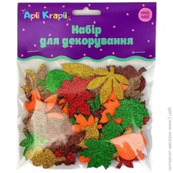 Цветной картон Аплі-Краплі Декоративный элемент Наклейки из глитера Листочки микс НБ-24 60 шт.