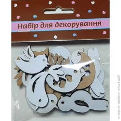 Цветной картон Аплі-Краплі Декоративный элемент из МДФ (белый) Птички