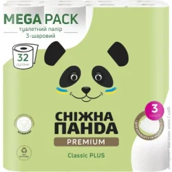 Туалетная бумага Сніжна Панда Туалетная бумага Premium Classic Plus трехслойная 32 шт.