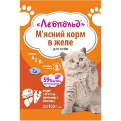 Корм Асорті з м'ясом, печінкою та овочами в желе 100 г
