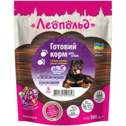 Вологий корм Леопольд Корм для всіх порід готовий яловичина, курка, ягня, рис, печінка 500 г