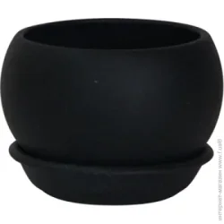 Ориана-Запорожкерамика Горщик керамічний Куля крихітка круглий 1,4 л чорний