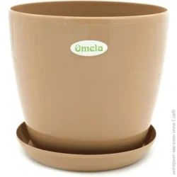 Омела Горшок пластиковый Глянец 0,8 литра круглый 0,8 л какао