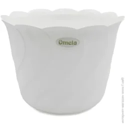 Омела Кашпо пластиковое Батик круглый 0,9 л белый
