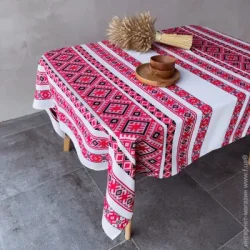 Едельвіка Скатерть Белая Тиса-2 255x165 см красный