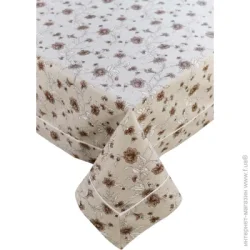 Прованс Скатерть Cappuccino с кантом Цветы 133x133 см