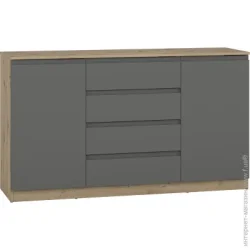 Грейд Комод Эстер-3 J-pull 1500x860x442 мм дуб артизан/графит серый