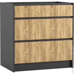 Грейд Тумба нижняя с тремя ящиками МС Идея Крафт 80х82х52,5 см дуб крафт золотой/графит