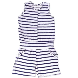 Сарафан-комбинезон Маленькие люди Полоска р.104 белый с рисунком