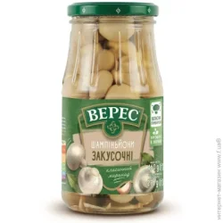 Овочева консервація Верес Печериці мариновані закусочні 460 г