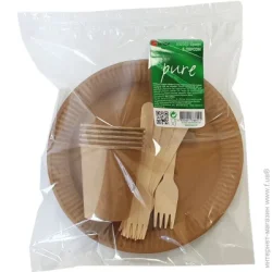 Інпак Набор посуды одноразовый 5 персон бумага/пластик 5 шт.