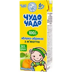 Сок Чудо-Чадо Яблоко-абрикос с мякотью 200 мл (4820016254695)