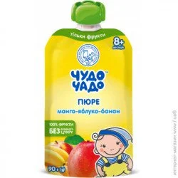 Пюре фруктовое Чудо-Чадо с 8 месяцев Манго-яблоко-банан 90 г (4820016254176)