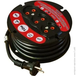 Удлинитель ОТК Удлинитель на катушке без заземления 3 гн. черный 10 м А-10-2х1,5