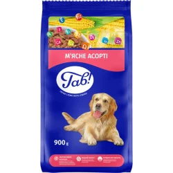 Сухой корм Гав! Корм сухой для собак с мясным ассорти 900 г