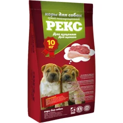 Сухой корм Рекс Корм для всех пород для щенков 10 кг 18319 (курица, злаки) 10 кг