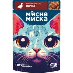 Корм вологий для котів шматочки в соусі з качкою 100 г