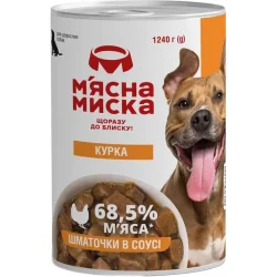 Консерви М’ясна Миска Консерва для всіх порід шматочки курки у соусі 1,24 кг